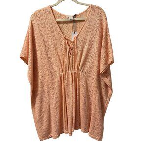 Joverich Peach Crochet Cover-Up Dress M Cotton/Poly Blend Relaxed Fit. NWT